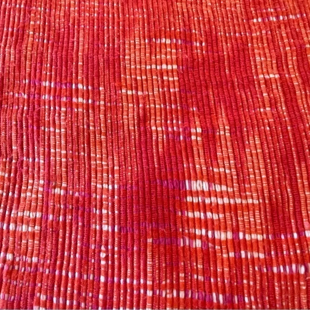 Boho Bright Orange acrylic throw with tassel fringe organic weave 70” x 50”‌‍‍‍‍